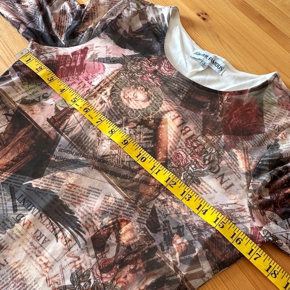 Dress Artsy Cyber Grunge Goth Indie Sleaze 90s Sz L Mesh Stretch Print Maxi - Picture 2 of 12